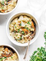 Shiitake und Erbsen Risotto-Delikatesse