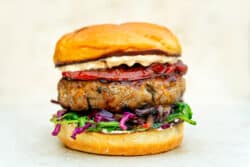 Asiatisch inspirierte Ingwer-Sesam-Schweine-Burger