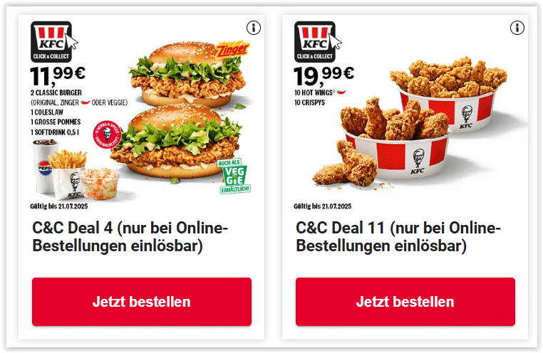 Aktuelle KFC Gutscheine & Aktionen gültig bis 30.03.2026