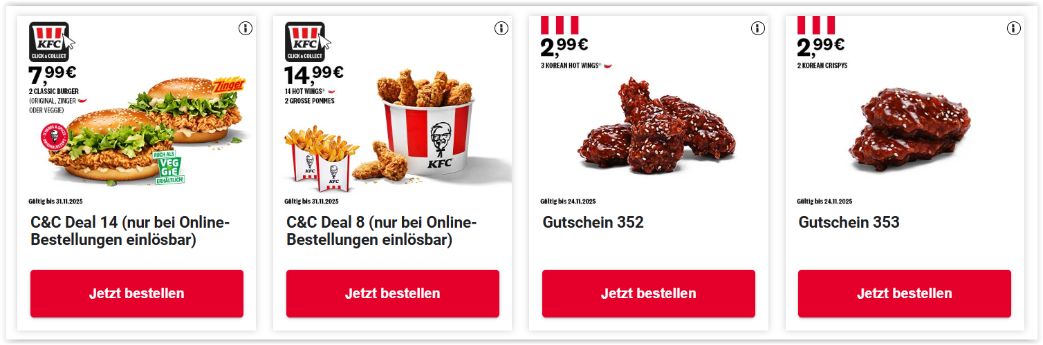 Aktuelle KFC Gutscheine & Aktionen gültig bis 24.11.2025