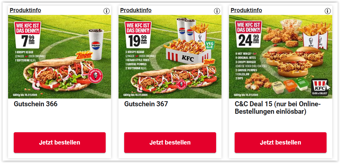 KFC Gutscheine